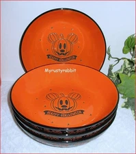 Disney Mickey Mouse Halloween Pasta Soup Bowls - Set of 4 - Zrike Brand - 9" New