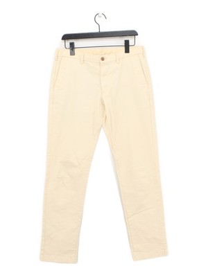 Uniqlo Herren Hose W 32 in; L 32 in Creme Baumwolle mit Elasthan Straight Chino