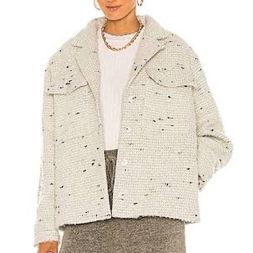 ANINE BING Leon Jacket Grey-White Tweed Wool Blend Sz AU S/US 4 Boxy Oversized image 2