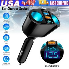 Outlet 12v Dual Usb Car Cigarette Lighter Socket Splitter Power Adapter Charger