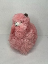 Rare Vintage Handmade Peruvian Alpaca Fur Baby Llama Plush Toy Pink HTF