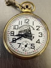 American Heritage Full Hunter Train Pocket Watch White Dial Small chain UNTESTED