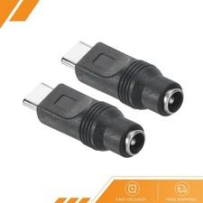 2 x DC Power Adapter Type C USB Male to DC 5.5x2.1mm Female Connector, Black