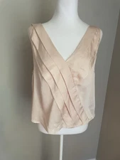 VTG 90s Fantasies Morgan Taylor Women L 100% Silk Coquette Pink Camisole Tank