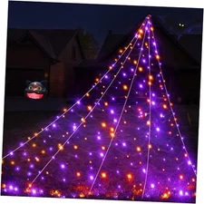 BlcTec Halloween Decorations Outdoor Huge White Cord with Purple Orange Lights