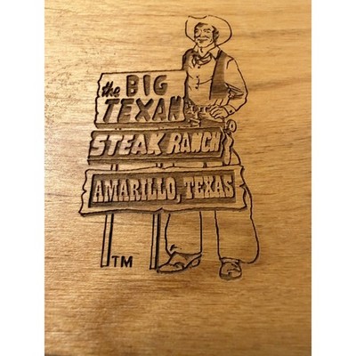 Big Texan Steak Ranch Trinket Box Keepsake Wood Engraved Amarillo Texas