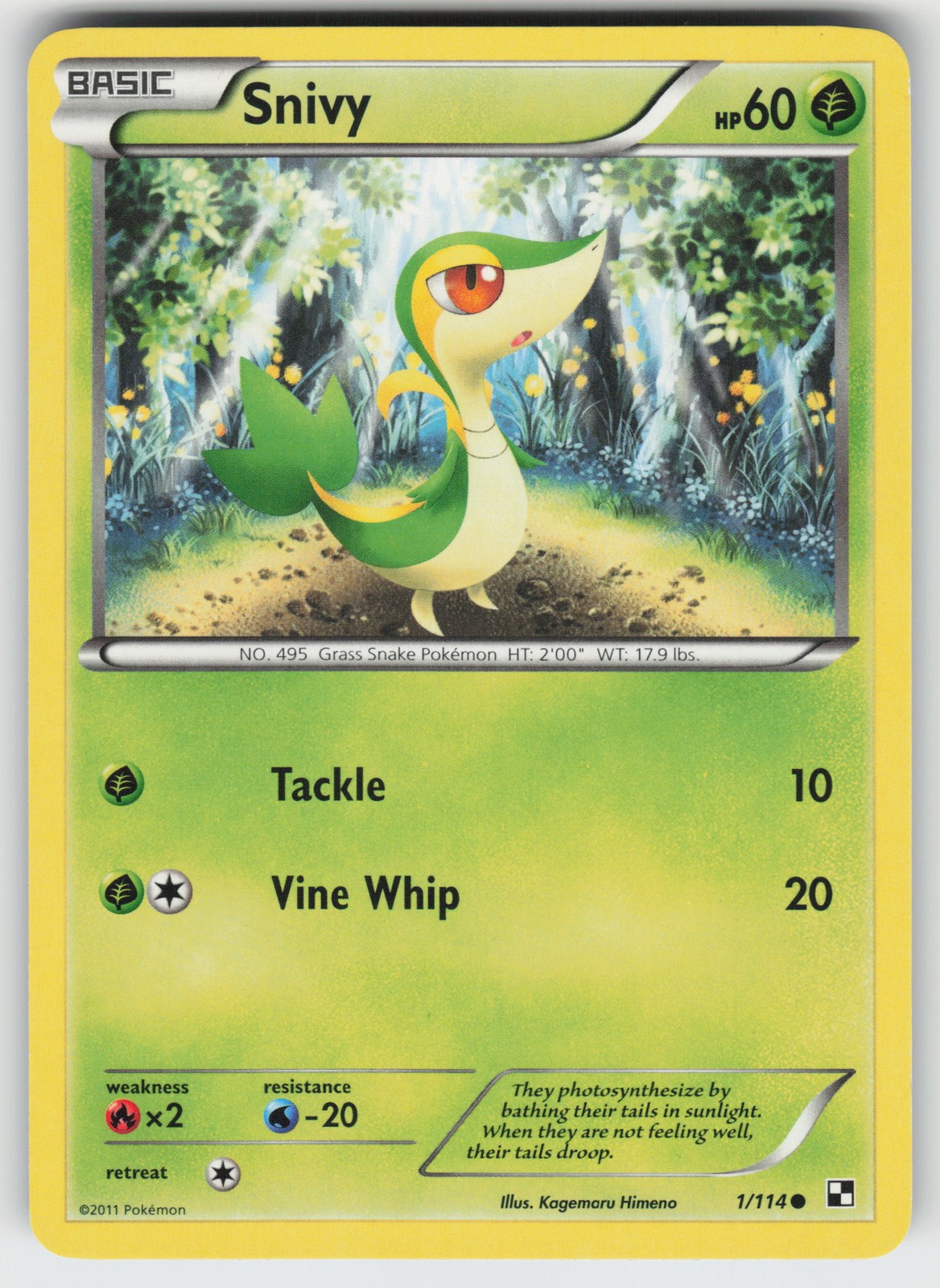 Snivy (1) Common Black and White 1/114 Pokemon
