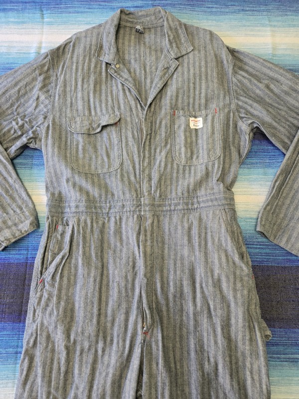 Vtg 60s Penneys Big Mac Sanforized Herringbone Coveralls Denim Workwear 44L