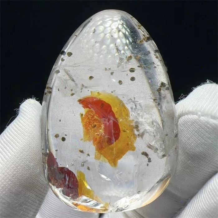 4.5cm Red & Yellow Jelly Quartz Cabochon with Goethite-45 - Image 3 of 4