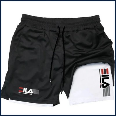Men's Two-in-One Sports Shorts Breathable Quick-Drying Double-Layer Summer Runin