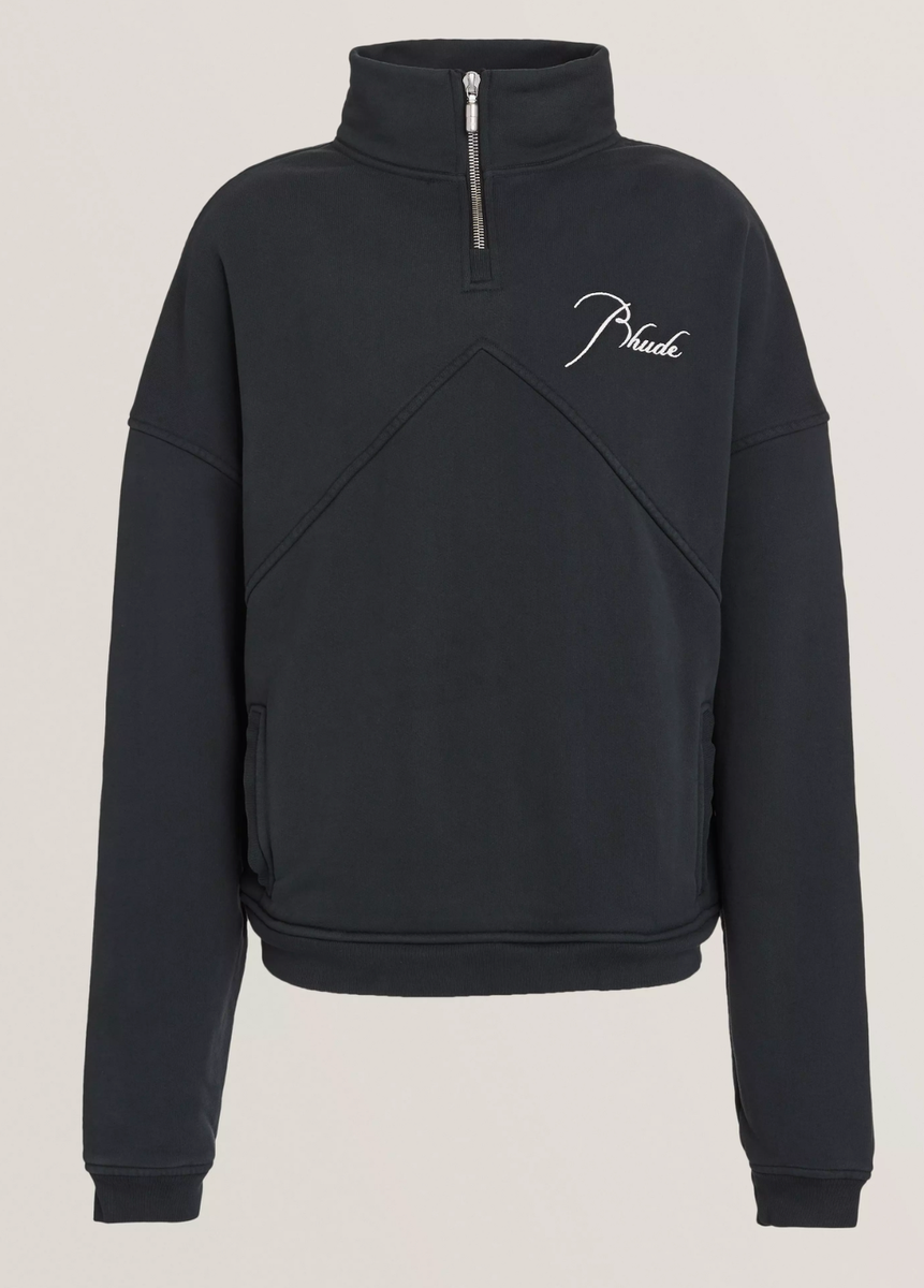 RHUDE Authentic Men's Vintage Black Embroidered Quarter Zip