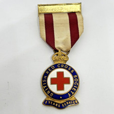 Vintage British Red Cross Society 3 Years Service Medal King's Crown Pre-1953