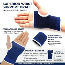 2x Palm Wrist Support Elastic Gloves Splint for Sprain Injury Carpal Tunnel Pain