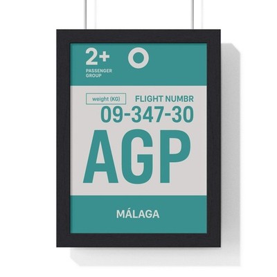 Malaga AGP Bordkarte Poster - Minimalistischer Spanien Reisedruck Wandkunstdruck