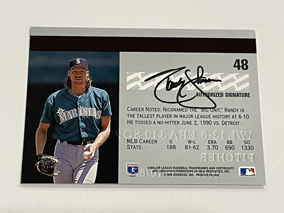1995 Studio Baseball #48 - Randy Johnson - Seattle Mariners - Image 2 of 2