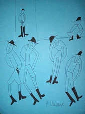  VINTAGE OOAK ABSTRACT EXPRESSIONISM  FIGURATIVE ORIGINAL PAINTING INK DRAWING 