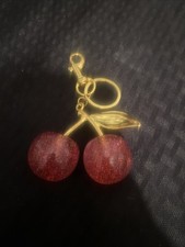 Cherry Keychain Charm Purse Bag Accessories Keyring Pink Gold