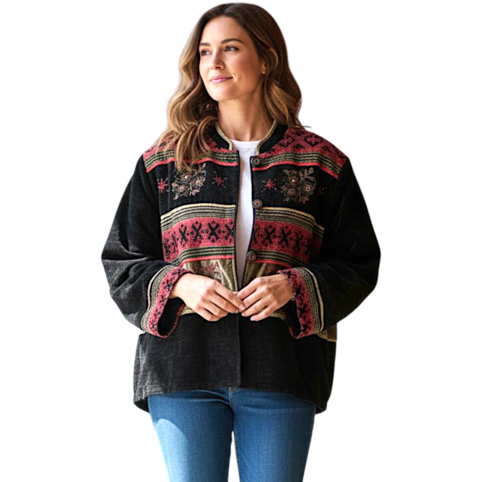 Flashback Patchwork Tapestry Jacket M Velvet Art … - image 22