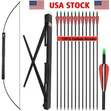 Archery Folding Bow 60" Longbow 40/60lbs Portable Outdoor Hunting Carbon Arrows