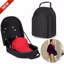 Baseball Cap Carrier Hat Box Travel Case for Hats Caps Fits 6 Hats Black Zipper.