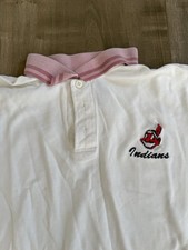 Vintage Cleveland Indians Short Sleeve Polo Medium Genuine Merchandise White