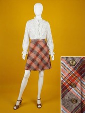 Vintage 1960s Plaid Mini Skirt Size 26 Waist