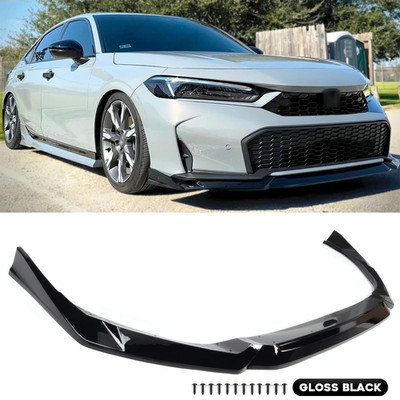 For 2025 2026 Honda Civic Sedan Hatch Gloss Black Front Lower Bumper Lip Spoiler