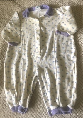 Izod Lacoste Romper Outfit Girl Baby Sz 12 Mos One Piece Purple Floral Collared