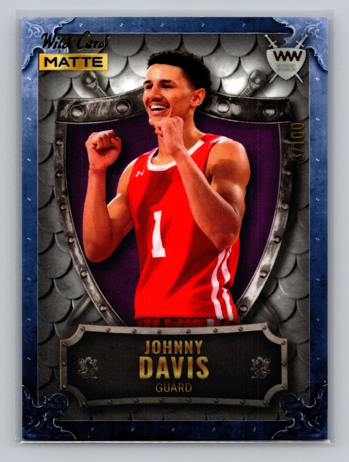 Johnny Davis 3/100 WW-21 Matte Draft Serial Numbered NM Sports Card