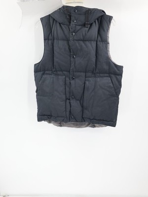 Engineered Garments Vest Men's Small Cotton Linen down puffer Hooded Sleeveless