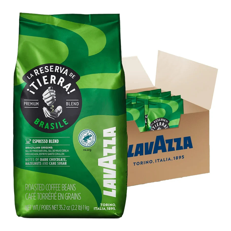 6 x Lavazza Tierra Brasile Espresso Blend 1kg Coffee Beans