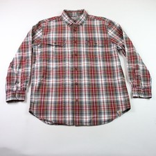 Carhartt Plaid Button Up Shirt Size L Relaxed Fit Long Sleeve Pockets