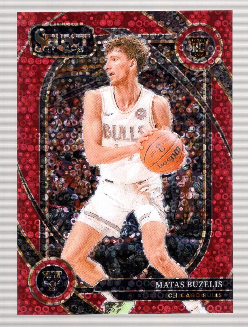 MATAS BUZELIS 2024-25 PANINI SELECT RED DISCO PRIZM RC #/49 *CHICAGO BULLS* #277