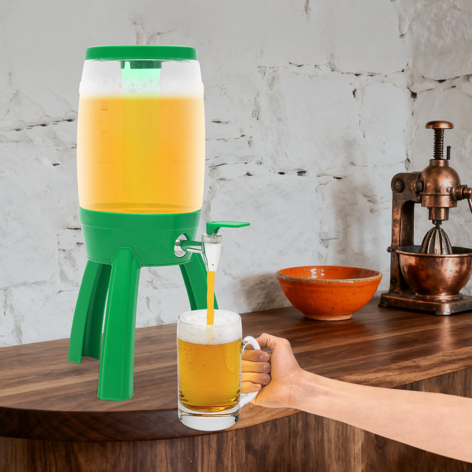 Beer Dispenser Beer Dispenser with Ice Tube and Spigot Beer Dispenser with LED