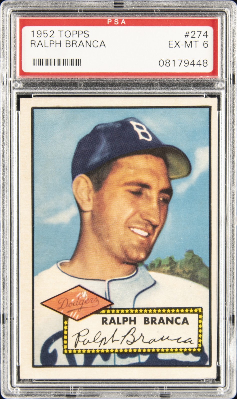 1952 Topps Baseball Ralph Branca #274 PSA 6