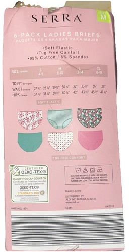 SERRA Briefs Ladies Size Medium (8-10) Underwear Pack of 6 Tagless Soft - Picture 2 of 7