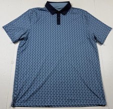 Rhone Blue Check Polo Shirt Large