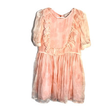 NWT Stella McCartney Kids, pink flower georgette ruffled SILK dress.  Size 5