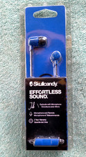 NEW SKULLCANDY EFFORTLESS SOUND JIB WIRED EARPHONES BLUE/BLACK S2DUYK-M712..