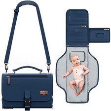 Portable Baby Changing Pad Royal Blue w/ Shoulder Strap  Wipes Pocket - Foldabl
