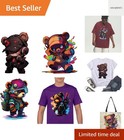 4 Sheets Bear Iron on Transfers Patches for T-Shirts Heat Vinyl Transfer Stic...