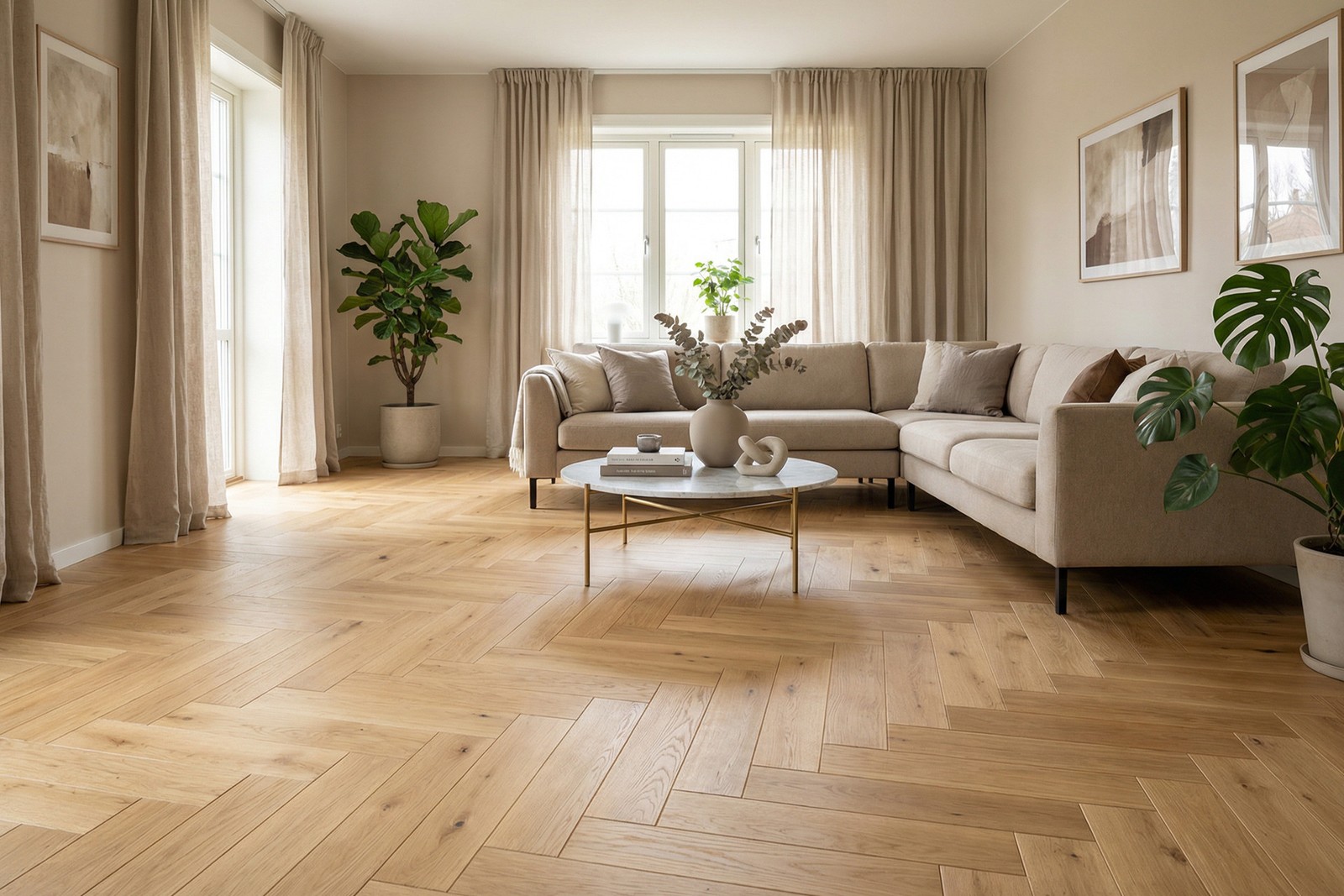 Parquet flottant bâton rompu résistant et facile à poser vernis satiné 1.08m²