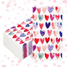 100Pcs Valentine's Day Guest Napkins Colorful Love Heart Paper Napkins Disposabl