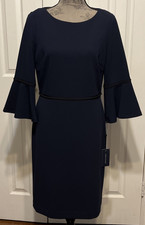 Tommy Hilfiger Navy Flared Sleeve Sheath Dress Size 10 NWT