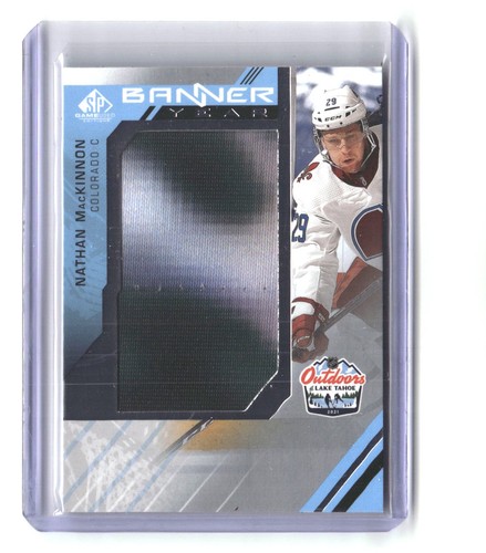 Nathan MacKinnon #BYLT-NM 2021 SP Game Used NHL Lake Tahoe Games Banner Year Relics card