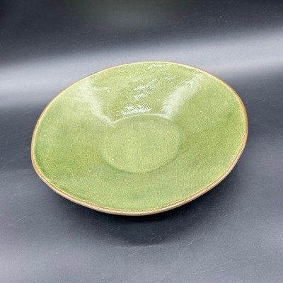 Handcrafted Ceramic Salad Bowl Green Brown Pottery Rustic Modernist Tableware