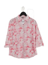 Patra Women's Shirt S Multi Floral 100% Cotton 3/4 Sleeve Collared Basic