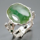 Handmade 12 ct+ Natural Green Jade Ring 925 Sterling Silver Size 8 /R468983