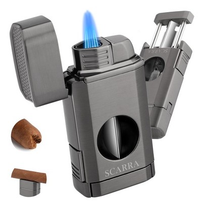 SCARRA Cigar Torch Lighter, Multi-Function 3-in-1 Lighter Gift for Gray 