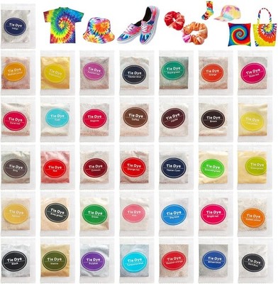 36 Colors Tie Dye Powder Kit for Fabric DIY Rainbow Party Arts & Crafts